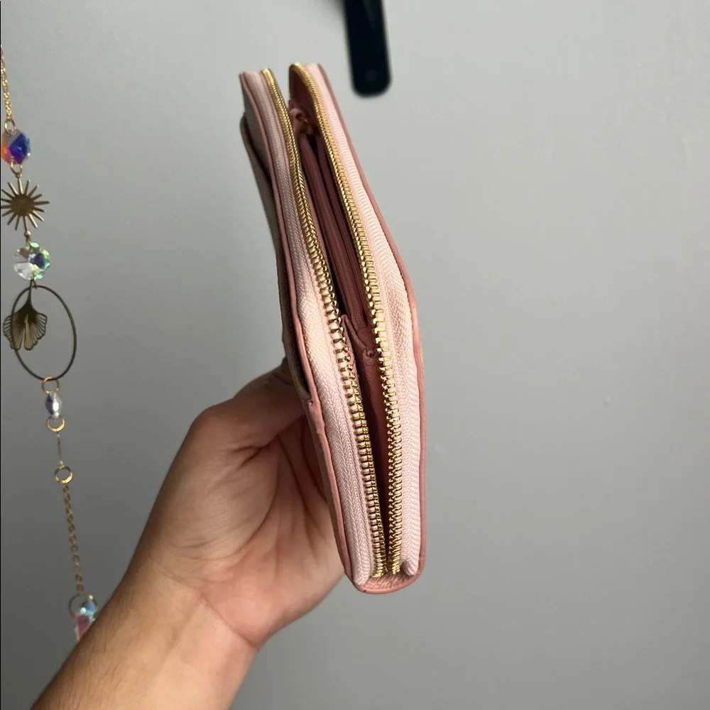 Coach Pink and Gold Heart Pattern Wallet